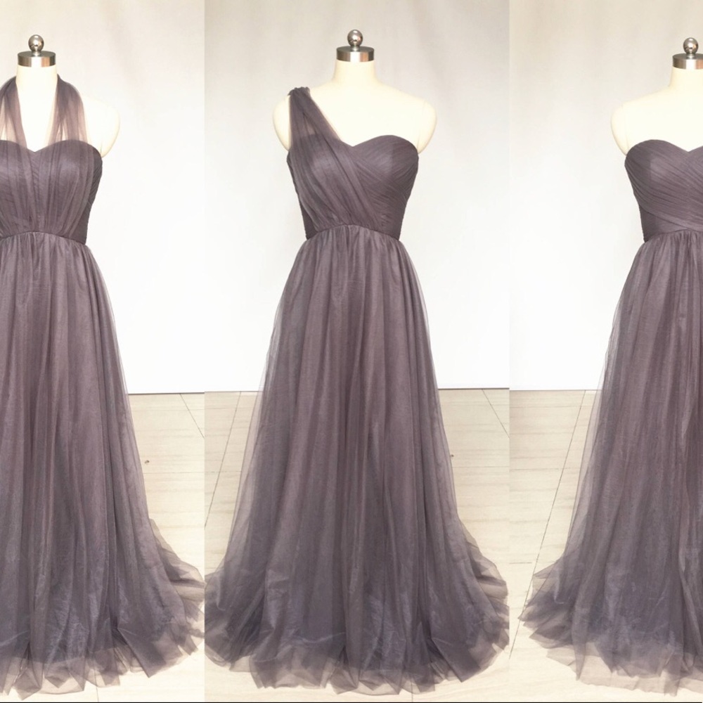 Grey Sweetheart Chiffon Tulle Convertible Dress